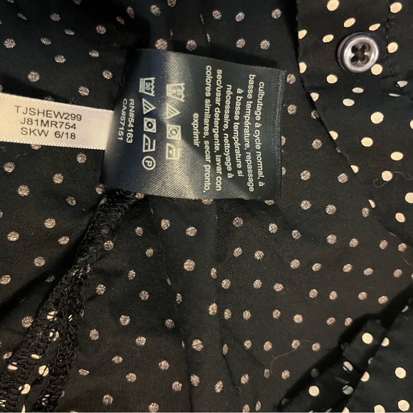 Tommy Hilifiger Women Shirt Button Up Fitted Roll Tab Sleeve Navy Polka Dot XS - Picture 6 of 9